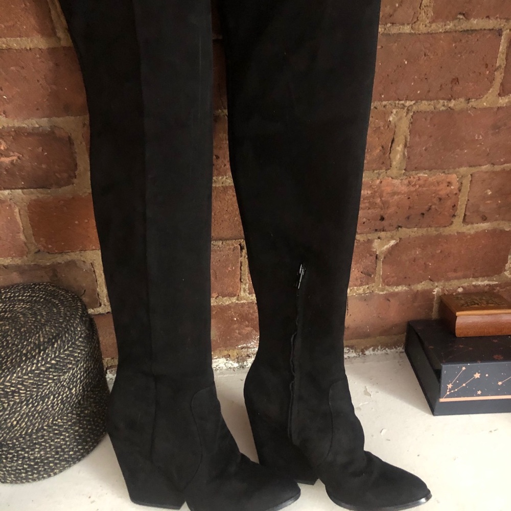 Calvin Klein over the knee wedge boots